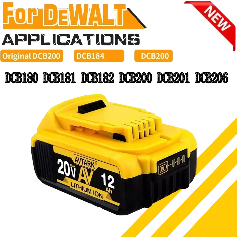 

Original DCB200 20V 12000mAh Lithium Replacement Battery For Dewalt 18V DCB184 DCB200 DCB182 DCB180 DCB181 DCB182 DCB201 DCB206