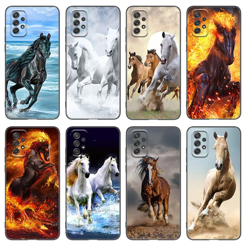 Running Horse Animal Phone Case For Samsung Galaxy A13 A22 A32 4G A53 A73 5G A21 A30 A50 A52 S A12 A23 A31 A33 A51 A70 A71 A72