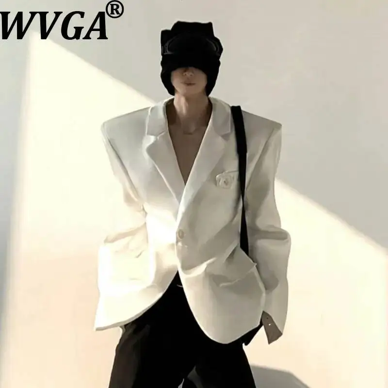 WVGA Spring Autumn New Men Liquid Rose Brooch Design Trendy Blazer High-End Shoulder Padded Niche Chic Casual Jackets Ins W25636