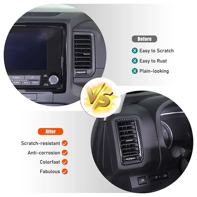 For 2022+ Nissan Frontier ABS carbon fiber car styling car center control air outlet frame sticker car interior accessories 4Pcs