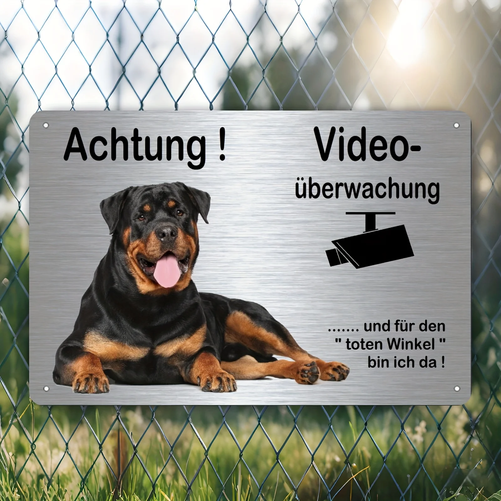 2D Flat, 1pc Rottweiler Dog Security Warning Metal Sign - Outdoor Wall Art with Video Surveillance Design, 20x30cm/8x12in Unfram