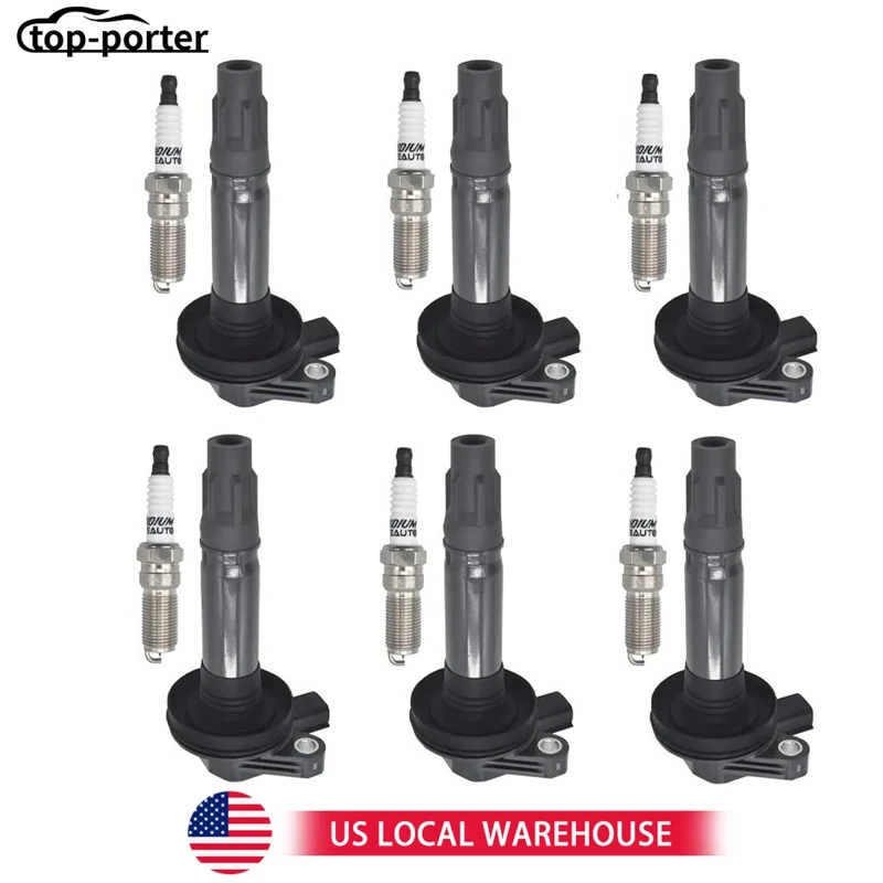 

C1595 DG520 DG-520 UF553 For 2013-2016 Ford Police Interceptor Sedan 3.5L 3.7L V6 6Pcs Spark Plugs and 6Pcs Ignition Coil Packs