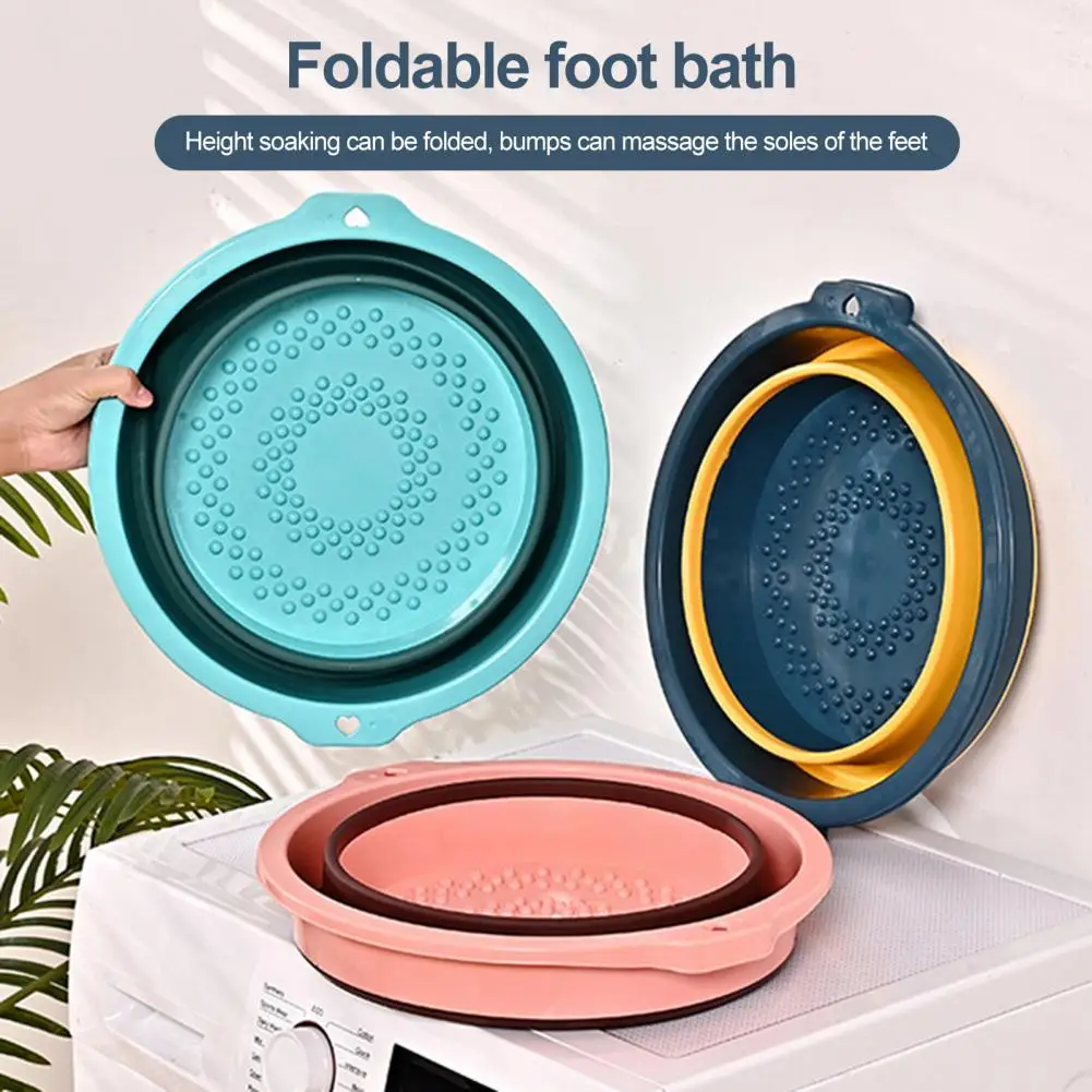 Universal Strong Load Bearing Collapsible Bucket Striped Patchwork Color Adult Foot Wash Basin Massage Bucket Water Storage