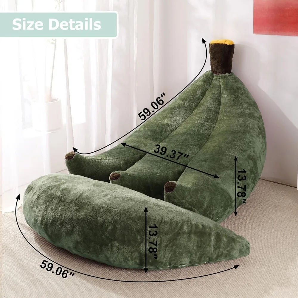 كرسي Banana Bean Bag مع مسند، أريكة أرضية مع مسند للقدمين، كرسي مريح قابل للتحويل للبالغين، أريكة قطيفة لغرفة النوم، #2