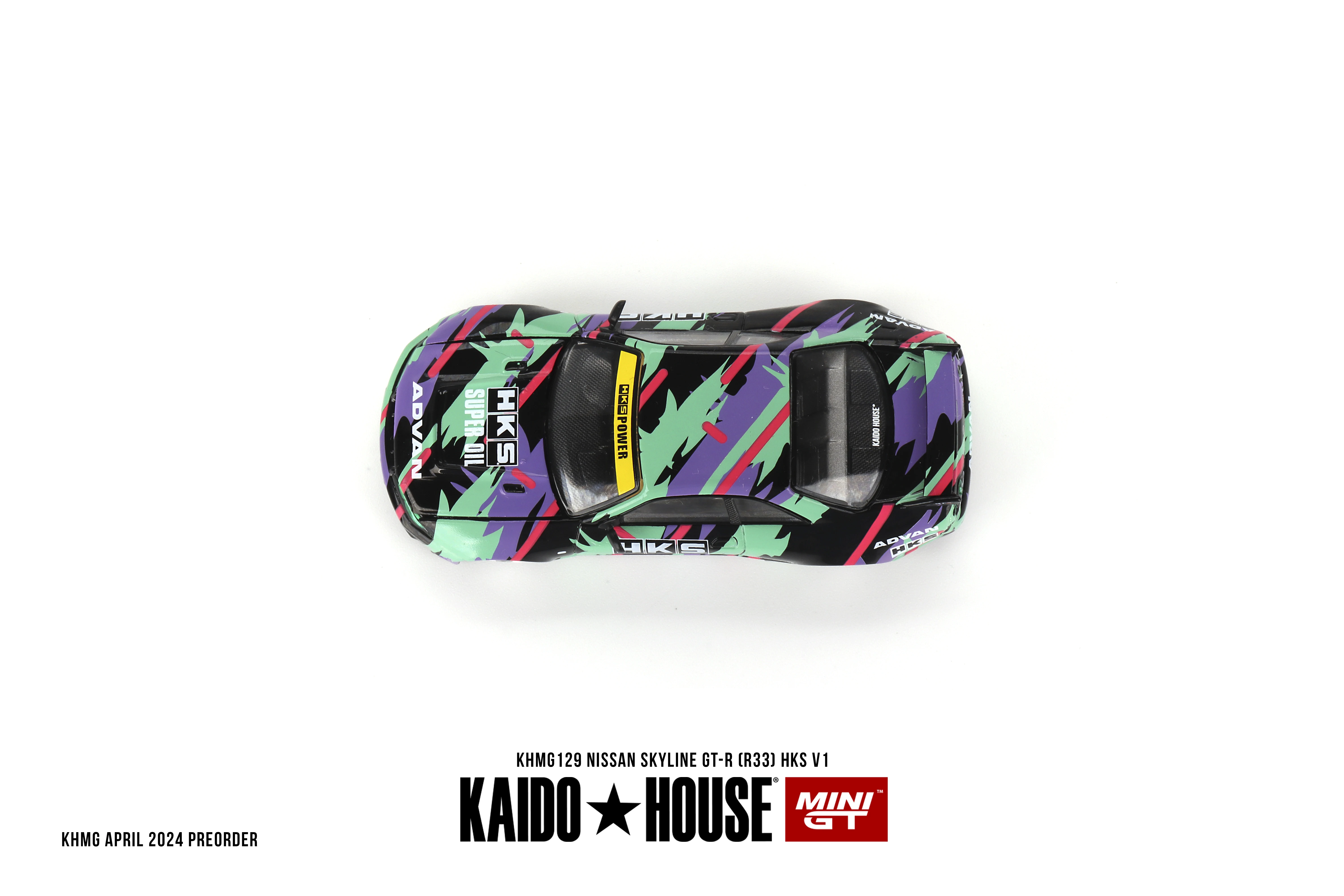 Kaido House + MINIGT Skyline GTR R33 HKS V1 KHMG129 Modello pressofuso