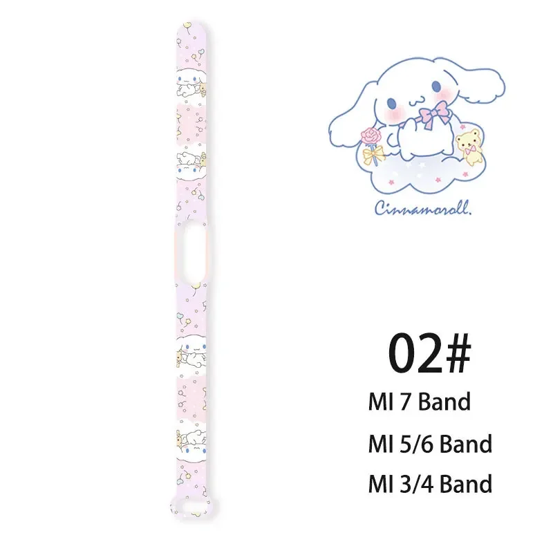 Sanrio Hello Kitty Strap for Xiaomi Mi Band 7 3 6 4 5 Cute Anime Cinnamoroll Silicone Watchband Bracelet Wrist Strap Kuromi Gift