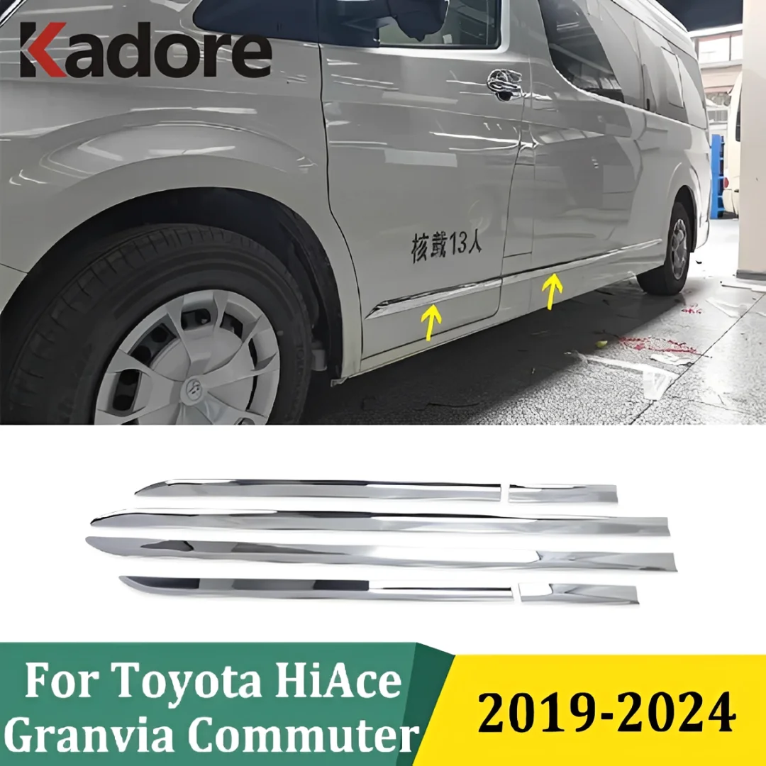 For Toyota HiAce Granvia Commuter 2019 2020-2022 2023 2024 Side Door Body Molding Line Cover Trim Car Exterior Accessories