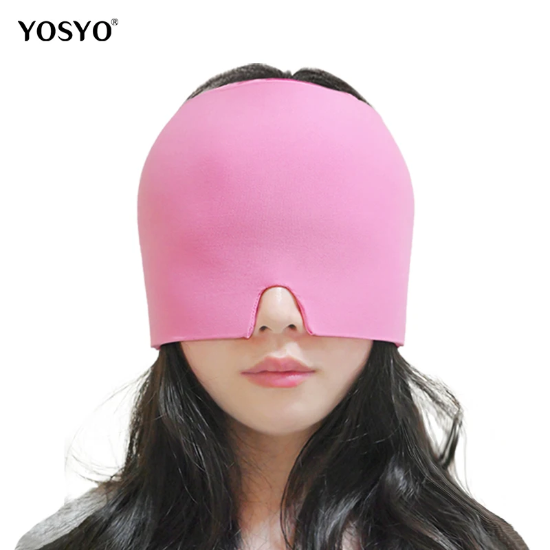 جل غطاء الثلج البارد للرأس معالجة الحرارة، قناع الوجه، أداة تدليك النوم باللونين الأسود والوردي