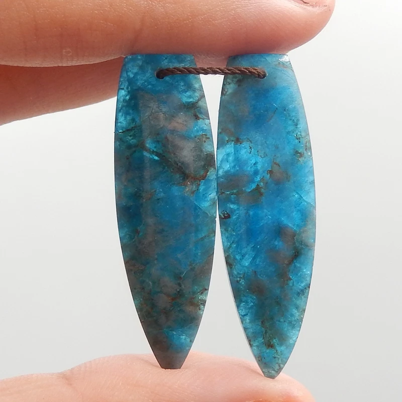 Natural Blue Apatite Crystal,Gemstone Fashion Earrings,Semi-precious stones jewelry accessories36x11x4mm7g