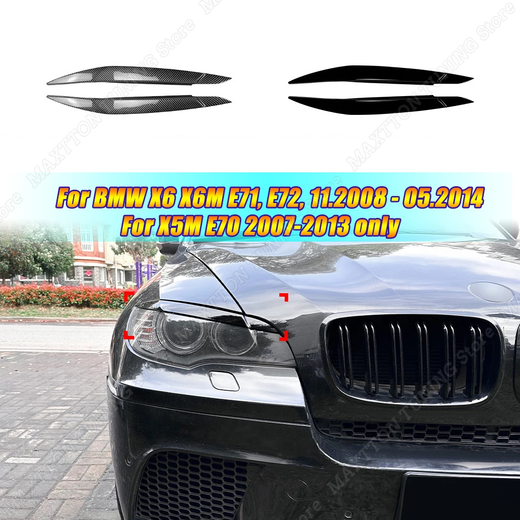 Only For BMW X6 X6M E71 E72 2008-2014 X5M E70 2007-2013 Car Front Eyebrow Eyelid Lamp Xenon Headlight Eyebrows Trim Accessories