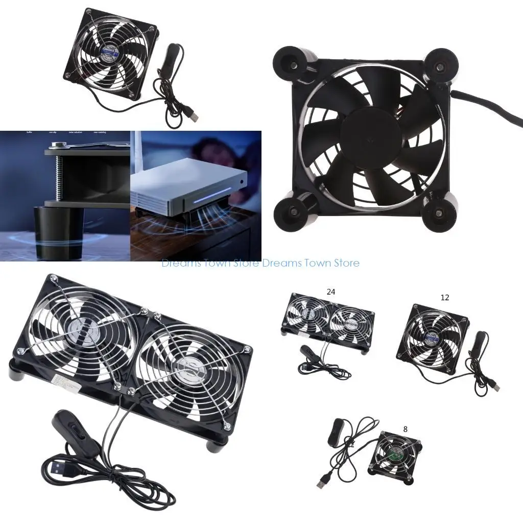 HX6A Chassis Cooling Fan Router Set-top Box USB Computer Case Cooler with Switch