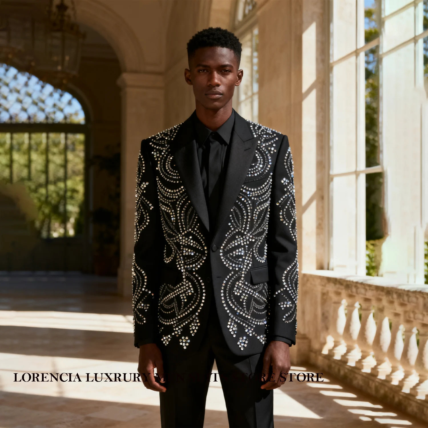

Элегантный ромбовидный дизайн по индивидуальному заказу, мужские костюмы, стразы, расшитые бисером, свадебные смокинги, тонкие Ropa hombre, комплекты из 3 предметов, мужские пиджаки для жениха
