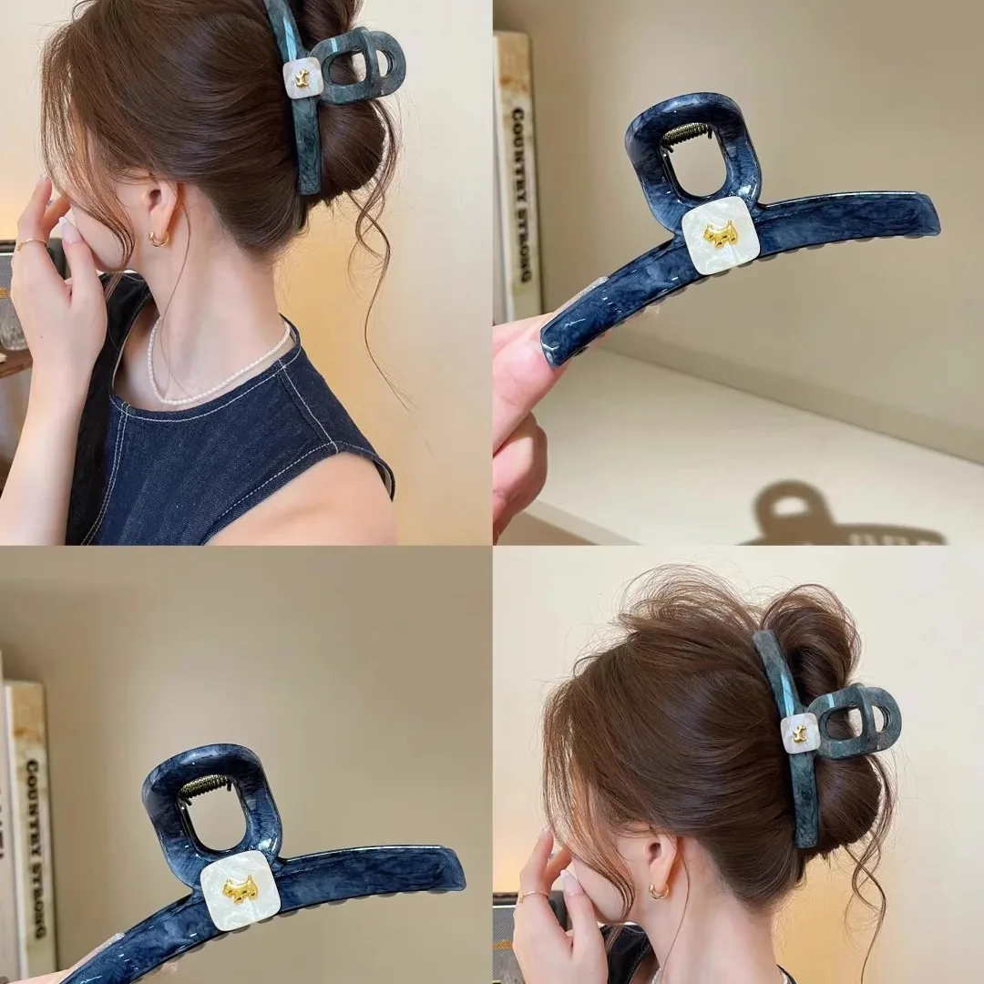1個入り高級感あふれるグラデーションハーフアップドッグヘアクロウ2026新作後頭部シャーククリップ（リング付き）女性用