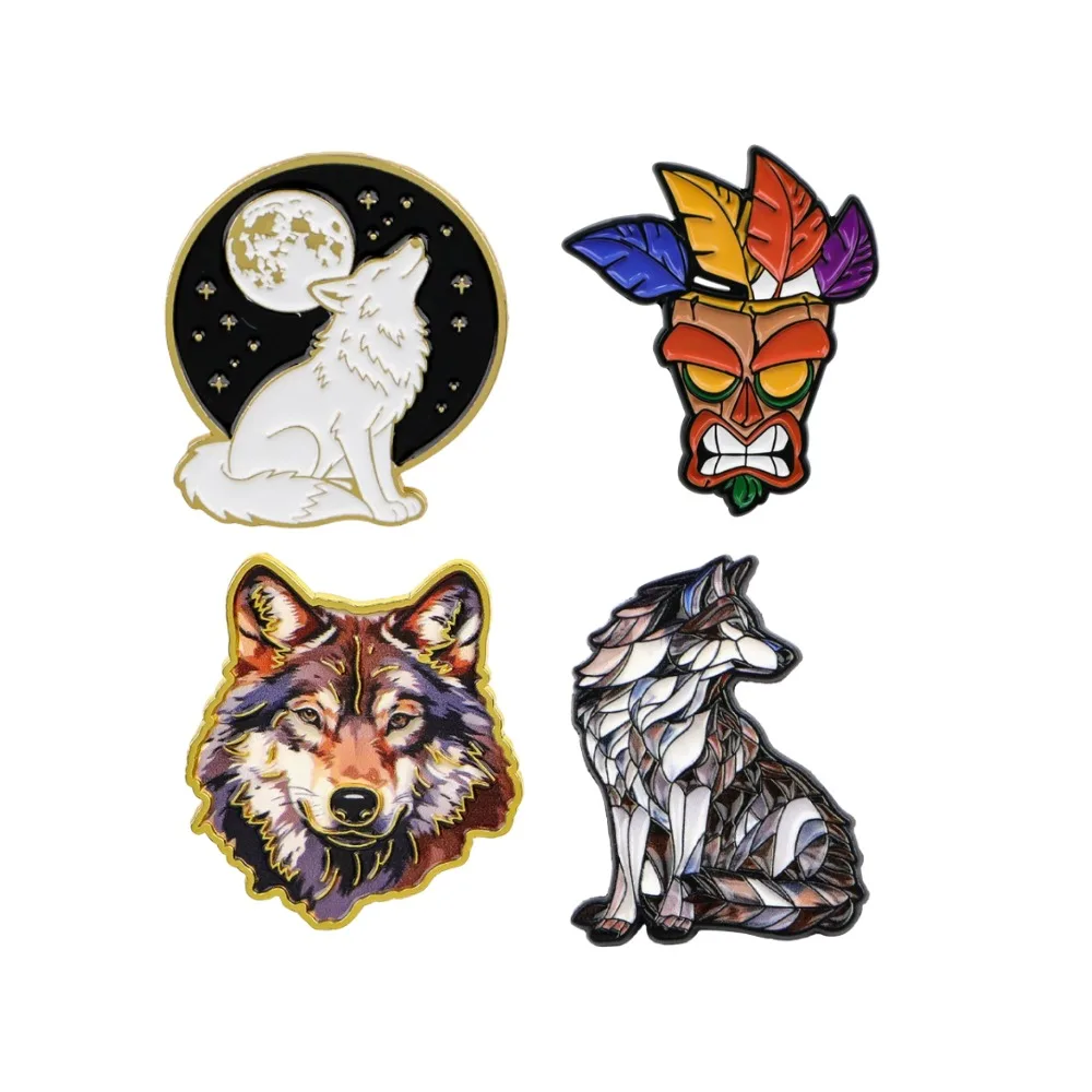 Wolf Enamel Pin Wild Animal Brooch Vintage Howling Badge Alloy Lapel Pins for Backpack Jacket Hat Clothing DIY Decoration Gift