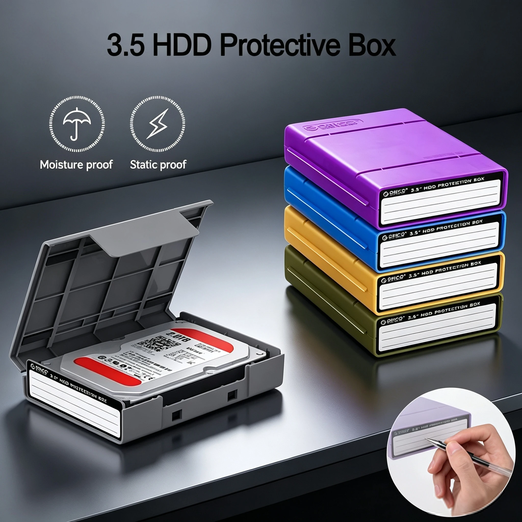 1pc PHP-35 Hard Drive Storage Box Cover Shockproof PP Box Sata Desktop Hard Drive Protection Box 3.5 Inches