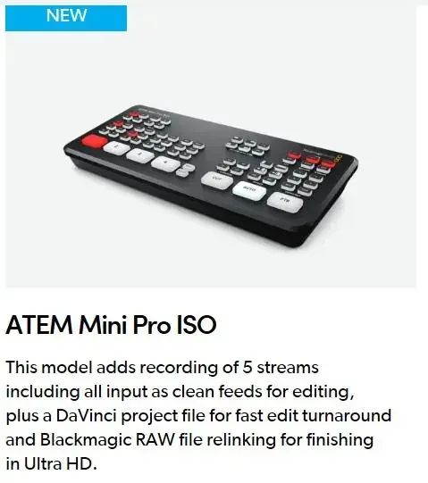 Blackmagic ATEM Mini Pro/ATEM Mini/ ATEM Mini Pro ISO HD-MI Live Stream Switcher Multi-vie Recording video switcher