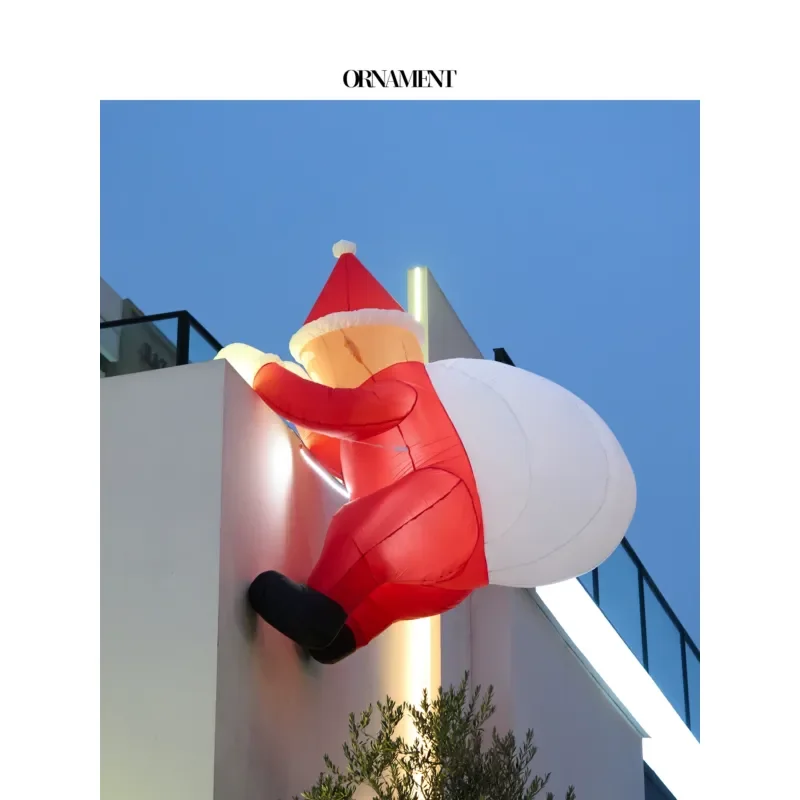 Outdoor Inflatable Climbing Santa Claus Christmas Decoration Large Hanging Ornament for Door Wall Yard Holiday Party Scene