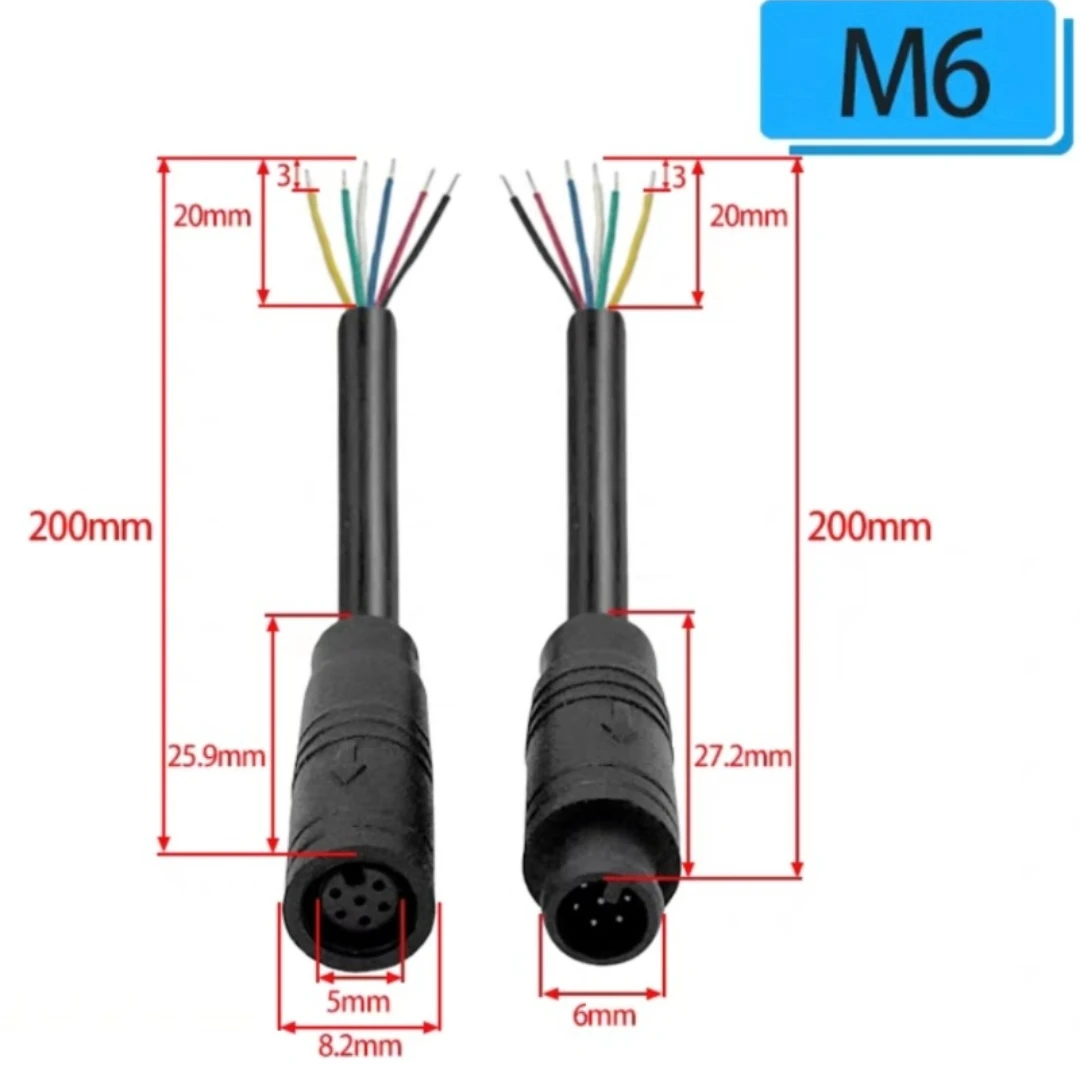 1 Paar 2-6 Pin M6 Elektrofahrrad-Verbindungsstecker, Verdrahtungsleitung, Roller-Bremskabel-Stecker, Signalverbindungssensor-Kabel 20CM – Detail 16