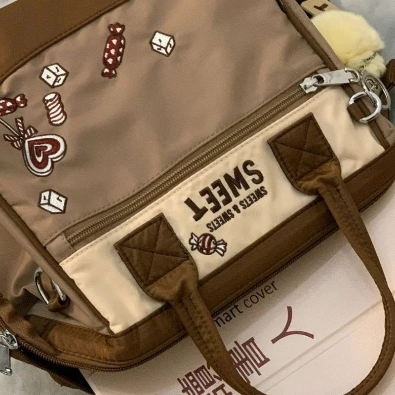 Patchwork Contrast Color Y2k Women Crossbody Bag Vintage Letter Embroidery Handbags High-capacity Grunge Students Shoulder Bags