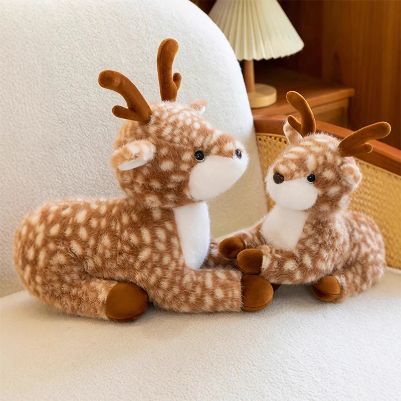 Cute Simulation Sika Deer Plush Toys Christmas Deer Toy Stuffed Animal Dolls Toys Soft Plush Pillow Home Decoration Xmas Gifs