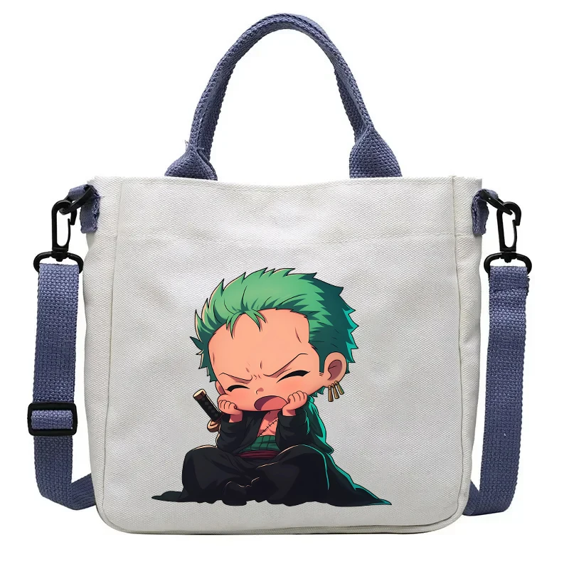 Borse di tela One Piece Rufy Cartoon Anime Figure Stampa Borsa a tracolla Borse a tracolla alla moda di grande capacità per esterni Regali