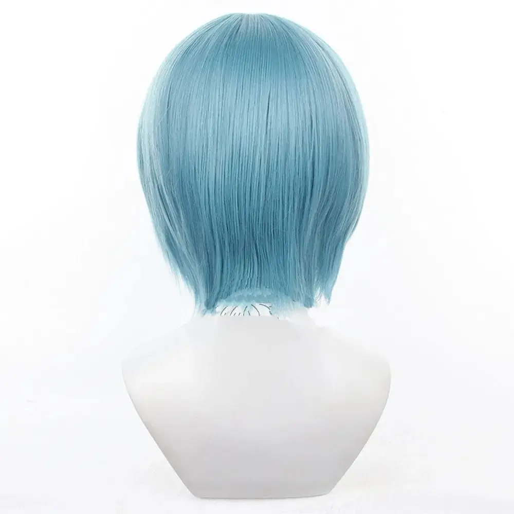Madoka Magica Sayaka Light Blue Short Cosplay Wig, Pre-Styled Anime Wig with Scalp Effect Full Head