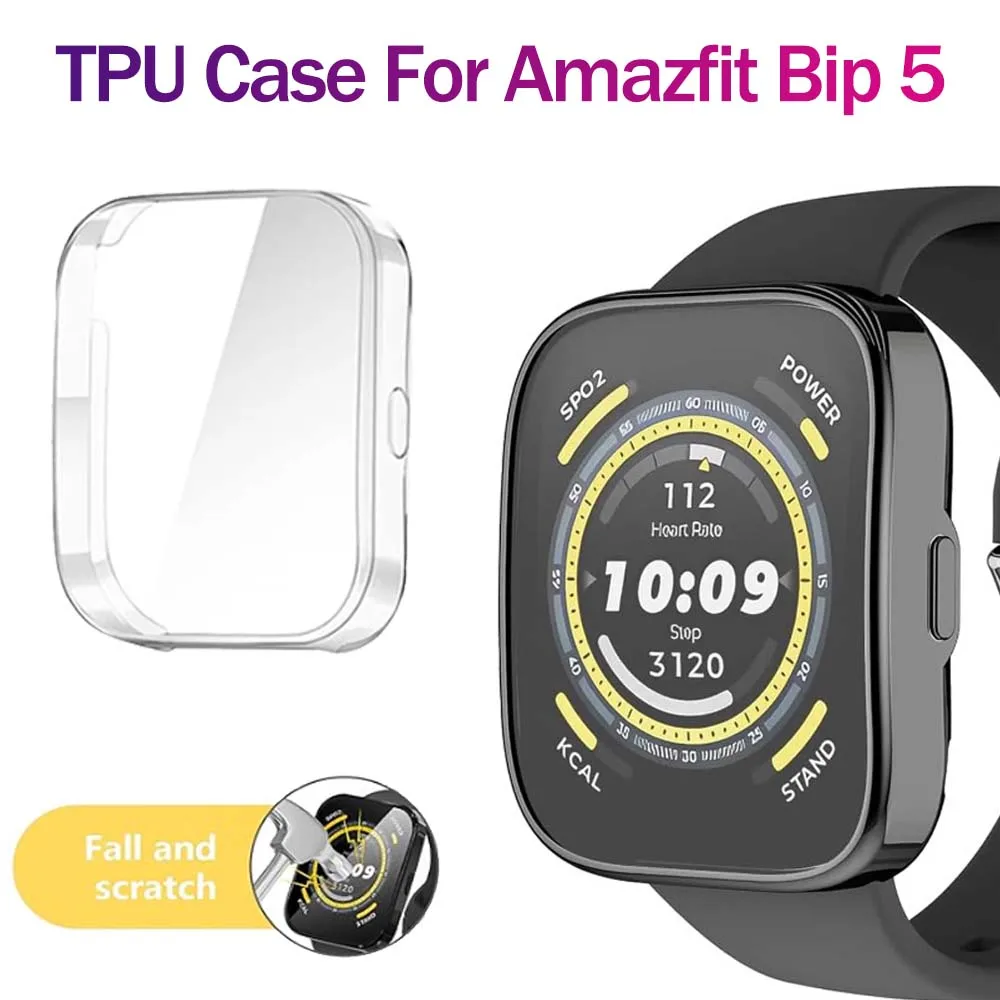 TPU-Hülle für Amazfit Bip 5 Smartwatch, weiche TPU-Stoßstange, Vollgesichtsabdeckung, Schutzhülle, Zubehör für Amazfit Bip 5 Männer und Frauen