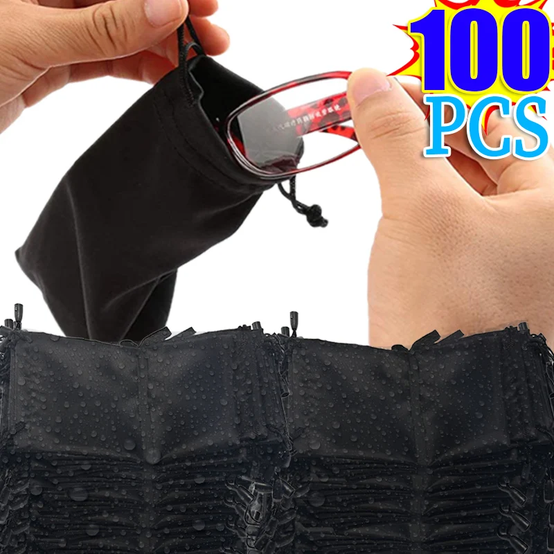 1/100Pcs Glasses Bags Wholesale Waterproof Microfiber Dust Storage Pouch Glasses Carry Bag Eyewear Case Container Accessories