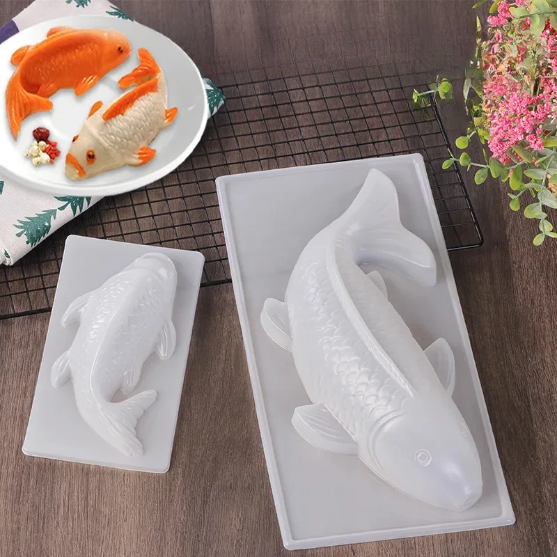 

2024 1PCS fish mold 3D Koi Fish Shape Plastic Cake Chocolate Jelly Mould Mold DIY Soap Handmade Sugarcraft Baking Molds