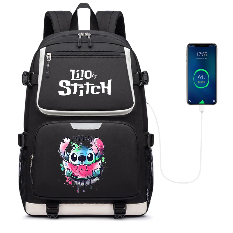 

Disney Lilo Stitch Women Men Laptop Travel Backpack Boys Girls School Book Bags USB Large Capacity Teenagers Student Schoolbags