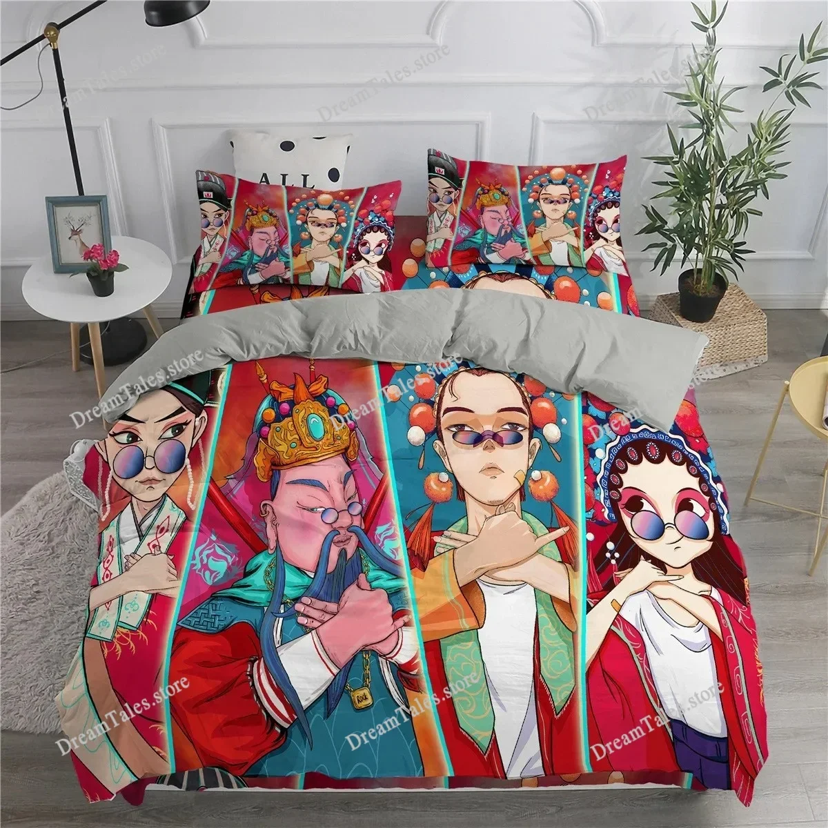 

Peking Opera Bedding Set Duvet Cover 3d Bedding Fashion Design Decoration King Duvet Cover Set Double Bed Set Bedding Sets