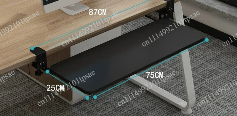 Ergonomic clip on keyboard tray, extendable computer desk storage cabinet, office keyboard drawer