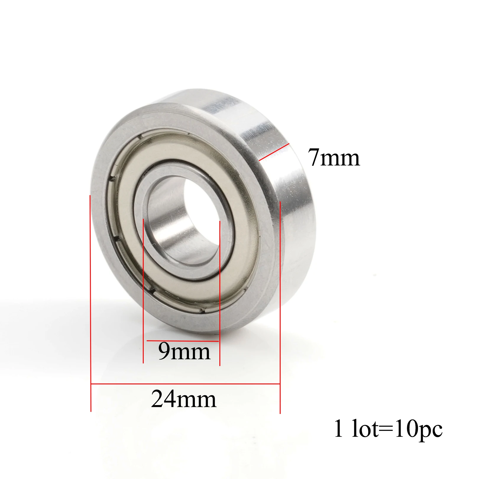 10pc 609zz 9x24x7mm Abec-5 Miniature High Speed 609 Zz Deep Groove Ball 3d Printer Parts Skateboard