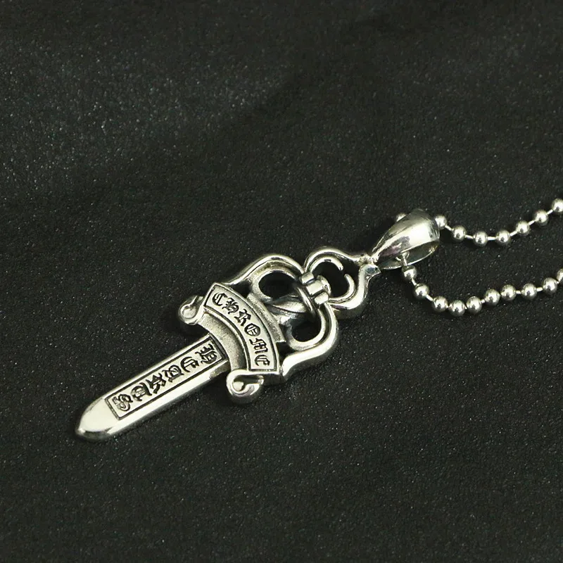 Colgante de espada de plata de ley S925, colgante de espada sagrada para hombre y mujer, collar, cadena de suéter, joyería