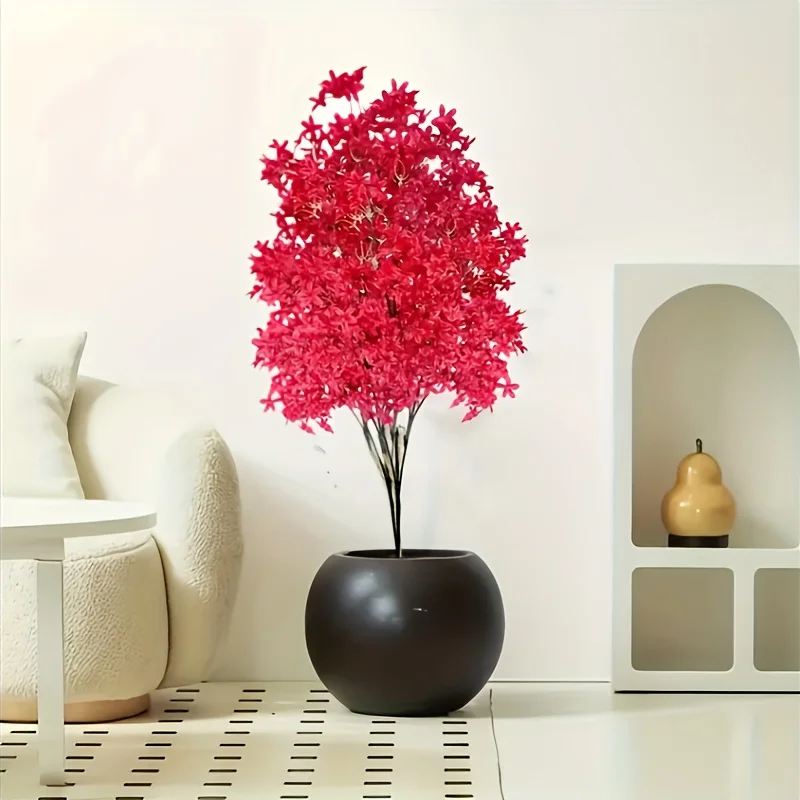 Großer künstlicher Kirschblütenbaum, lebendiges rotes Sakura-Set aus Kunststoff, Hochzeiten, Gärten, ideal für Weihnachten, perfekt für Thanksgiving – Detail 6