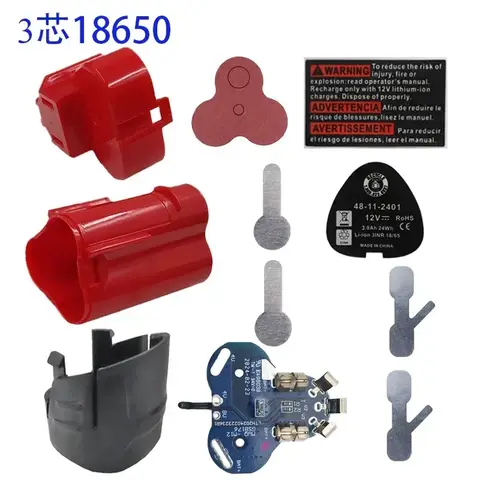M12 배터리 플라스틱 케이스 PCB 회로 기판 밀워키 12V 10.8V 3.0Ah 48-11-2411 리튬 이온 배터리 박스 하우징 용 3X18650 쉘