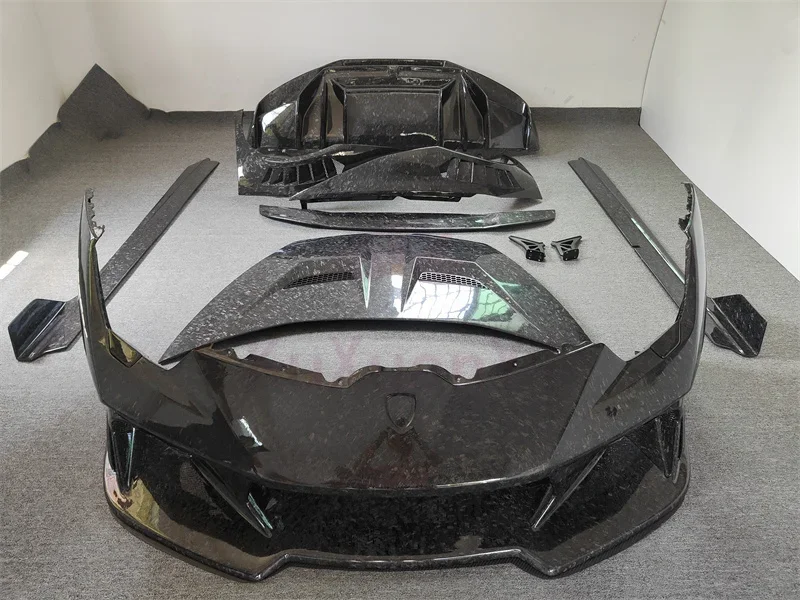 V-style forged pattern front and rear fenders side skirts spoilers engine hood for Lamborghini Huracan LP580 LP610 body kit