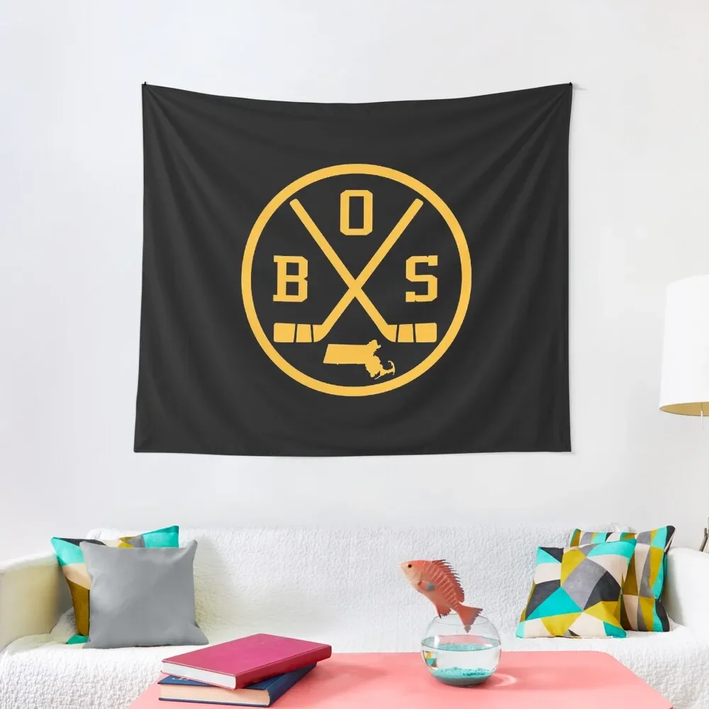 

Retro Boston Hockey Emblem Vintage BOS Tapestry Funny House Decorations Outdoor Decor Room Decor Aesthetic Tapestry