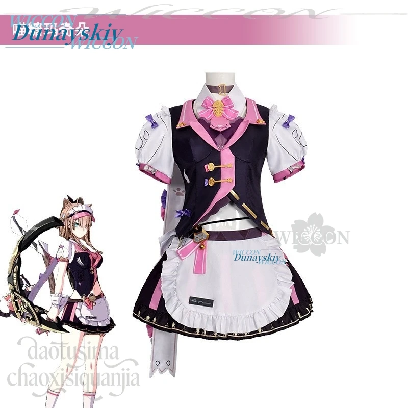 

Anime Game Honkai Impact 3 Cosplay Pardofelis Costume Kawaii Maid Outfit Vest Dress Headwear Bow Wigs Sweet Lolita Halloween Cos