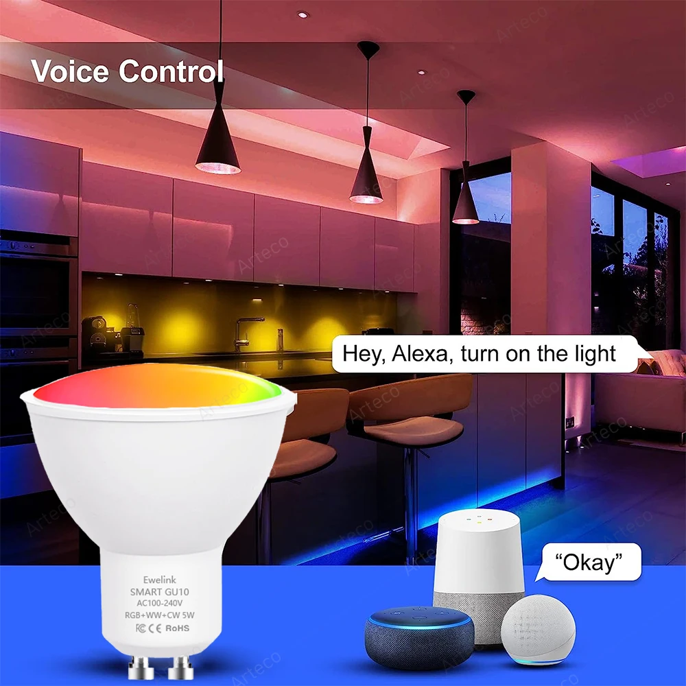 Ewelink GU10 Zigbee Żarówki LED Wifi Inteligentna lampa LED Reflektor RGB CW WW Żarówka LED Współpracuje z Alexa Google Yandex Smartthings