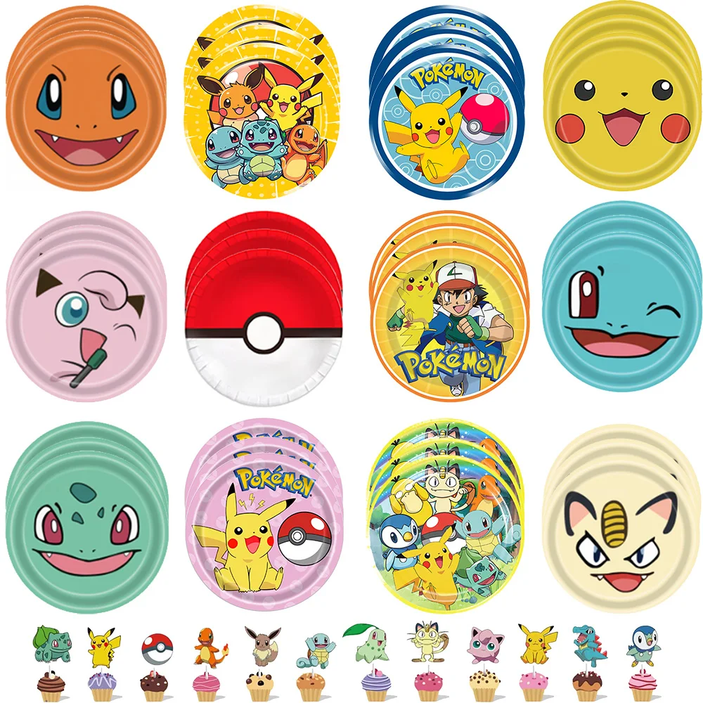 

Pokemon Birthday Party Decorations Disposable Party Plates Pikachu Theme Plates Napkins Tablecloth Kid Birthday Gift Baby Shower