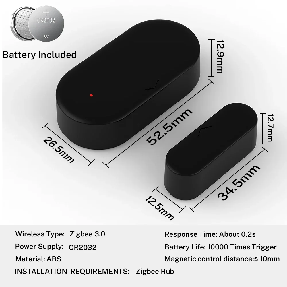 Sensor de puerta y ventana zigbee 3,0 Tuya, seguridad del hogar para aplicación Smart Life, Compatible con el asistente de Google Alexa