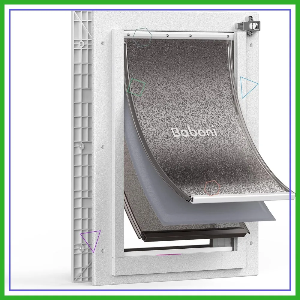 

3-Flap Pet Door for Interior/Exterior, Durable Plastic Frame, Telescoping Tunnel, Magnetic Flaps, Medium (Pets Up to 40 lb)