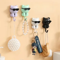 Cartoon Kitten Hook Self Adhesive Dormitory Bedroom Door Hangers Hooks Key Umbrella Towel Cap Coat Rack Wall Decoration Rack