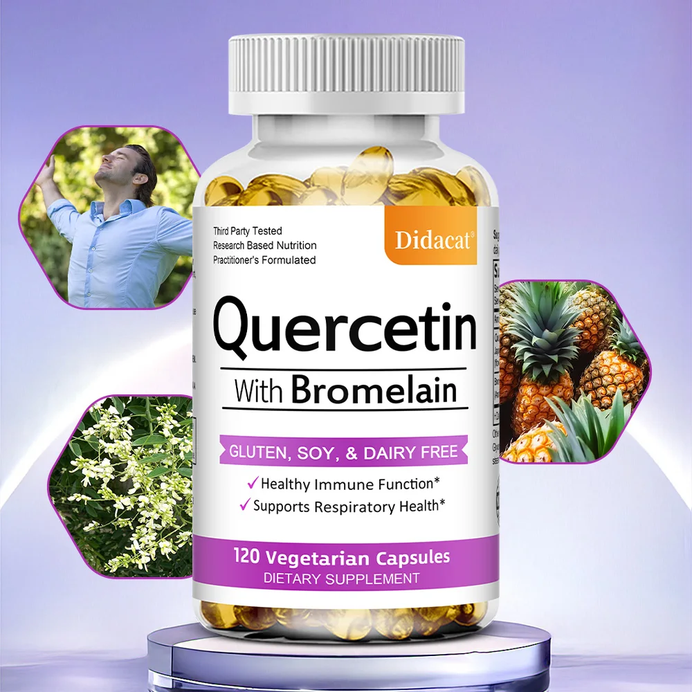 

Quercetin 800 мг + бромелайн, капсулы 200 мг, улучшает пищеварение, здоровье суставов, поглощение питательных веществ, поддержка иммунитета