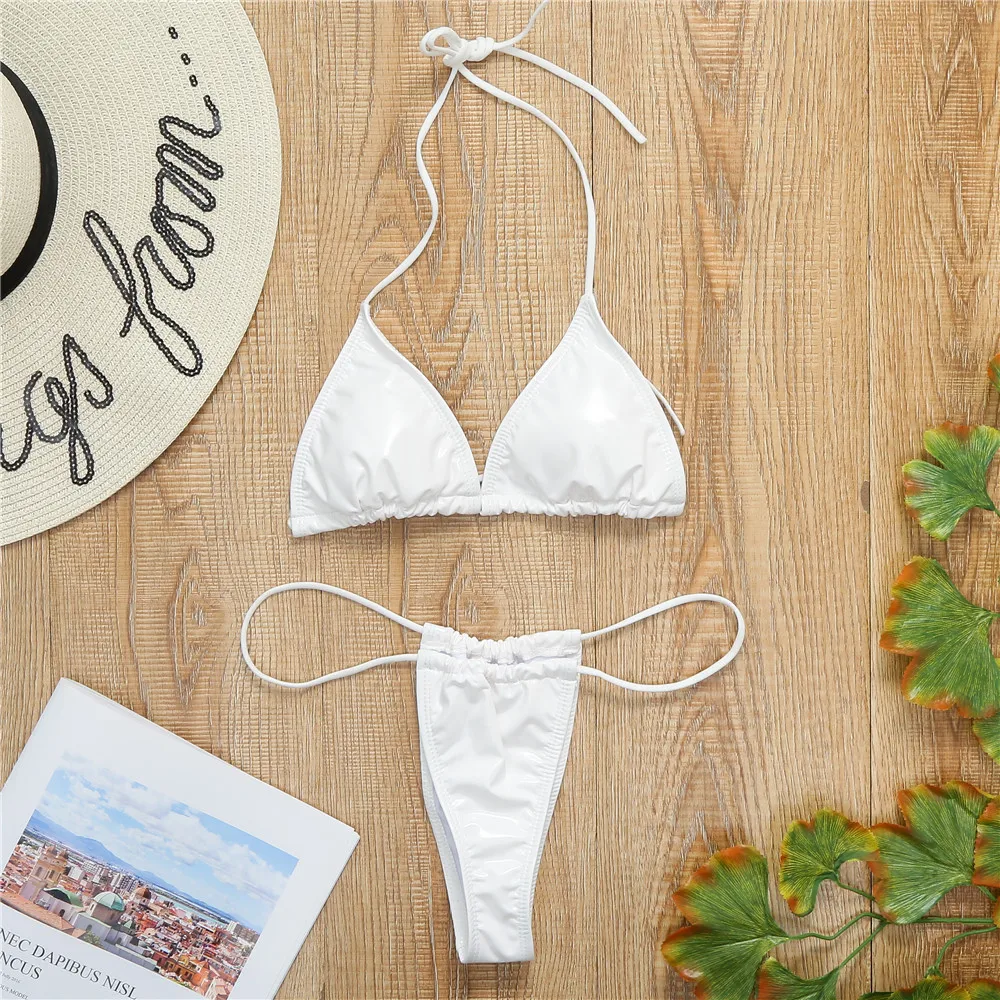 DEKA Shiny PU Mini Micro Bikini 2025 Women Swimsuit Female