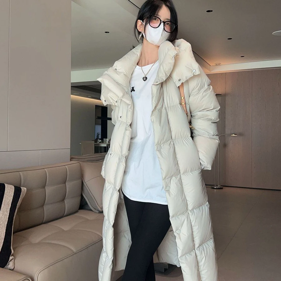 

Trendy Long Hooded down Cotton Jaet Women's Winter Faionable Warm Color Outerwear Oversized Korean Sle Commute