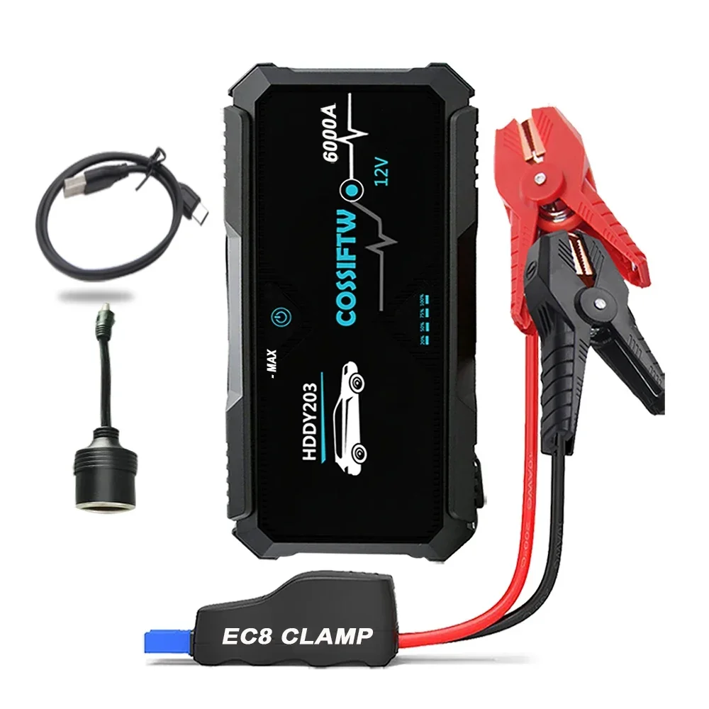 6000A Powerful Jump Starter Auto Emergency Battery 12V USB QC3.0 Booster Portable Power Bank 30000mAh Start-up Car Free Shipping