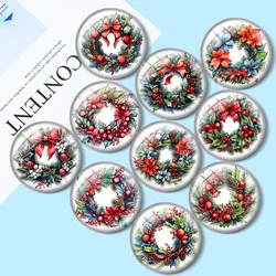 Christmas Wreath 10pcs 12mm/18mm/20mm/25mm Round photo glass cabochon flat back Making findings for bracelets