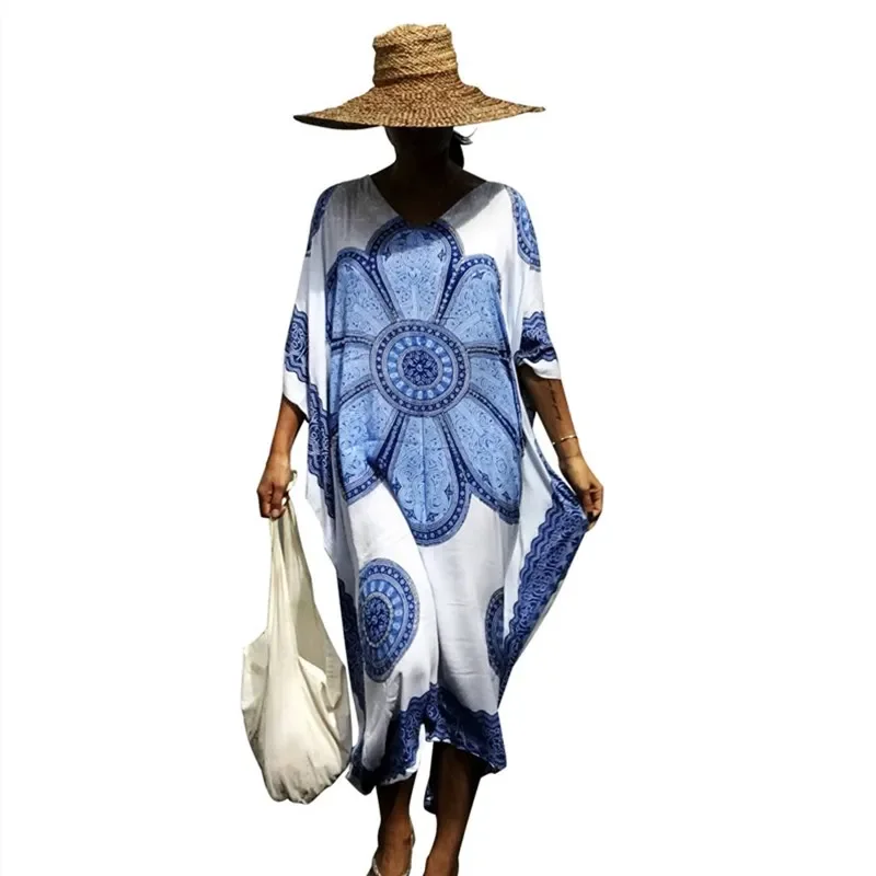 Pareo traje de baño de playa para mujer caftanes turcos traje de baño Bikini cubrir caftán suelto Maxi vestido largo ropa de playa caftán traje de baño